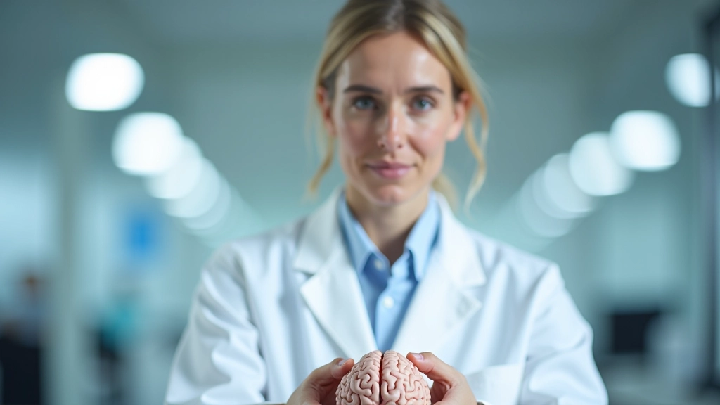 Brain scan visualization showing neural pathways lighting up during meditation and focus, warm colors representing activation