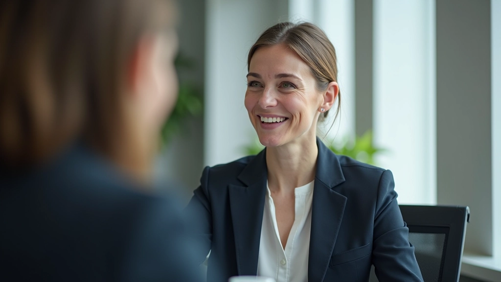 Successful conversation between colleagues showing positive body language and engaged listening, demonstrating the results of thoughtful communication